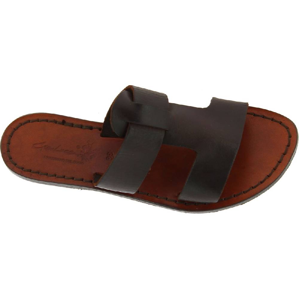 Lartigiano Del Cuoio Ciabatte donna in pelle marrone scuro artigianali Promozione Limitata