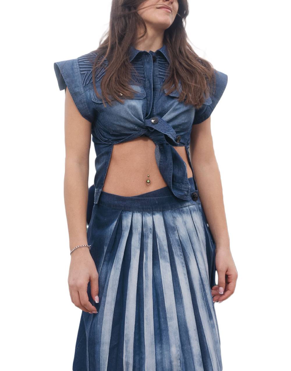La Fabrique Maida Camicia Corta in Denim Negozi Online