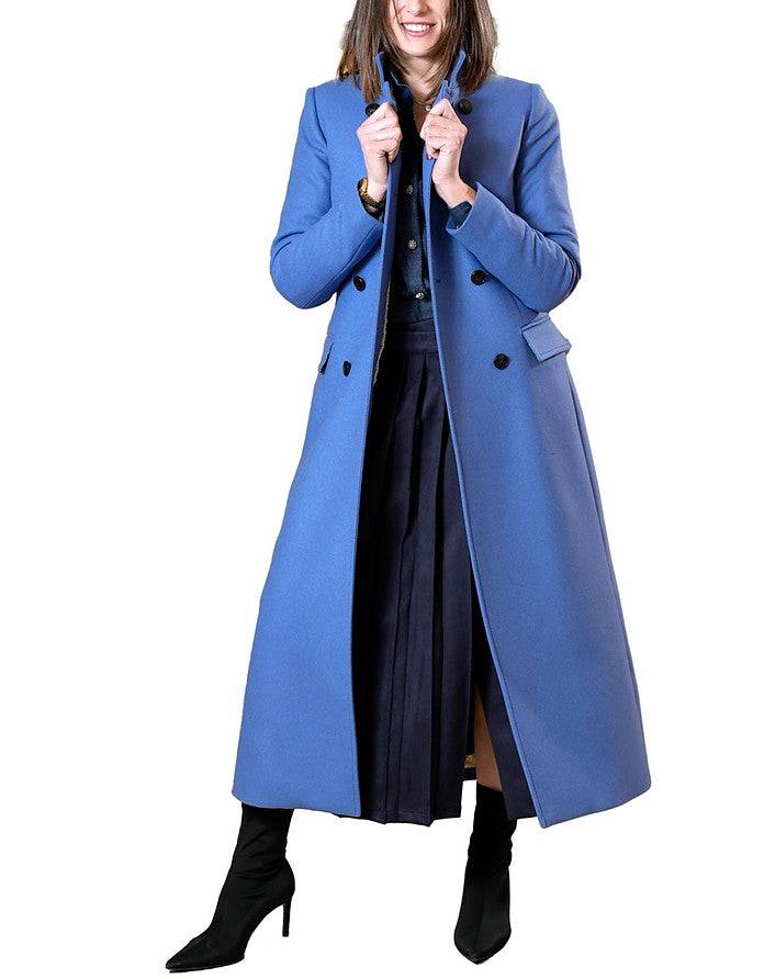 La Fabrique Marguerite Cappotto in Lana Vergine Blu Consegna Veloce