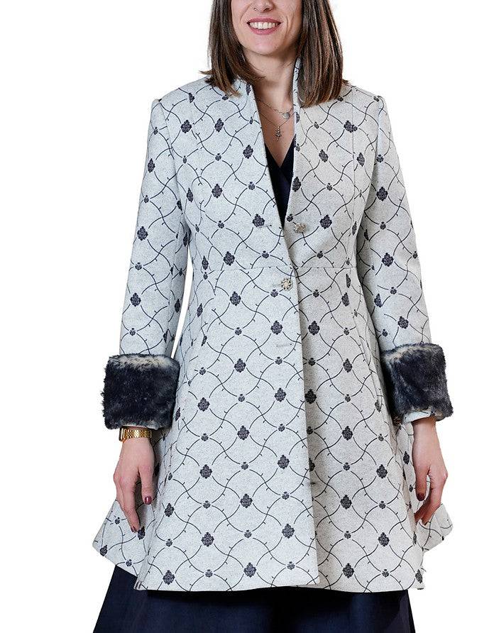 La Fabrique Mia Cappotto Svasato in Blu e Grigio Chiaro Fino Al -60%