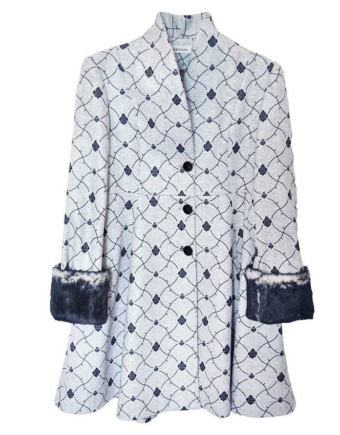 La Fabrique Mia Cappotto Svasato in Blu e Grigio Chiaro Fino Al -60%