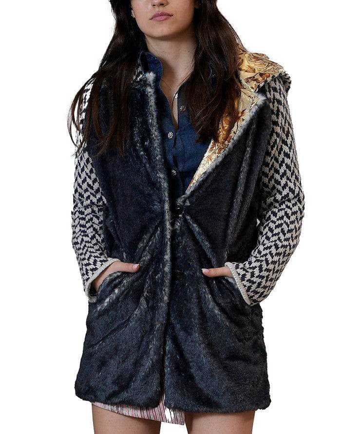 La Fabrique Pauline Cappotto in Maglia con Cappuccio Shopping Online