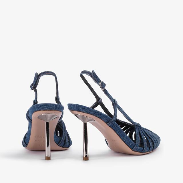 Le Silla Slingback con listini denim blu Vendita Calda