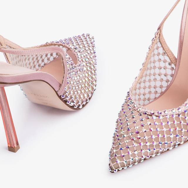 Le Silla Slingback gioiello rete rosa paris Vendita Economica