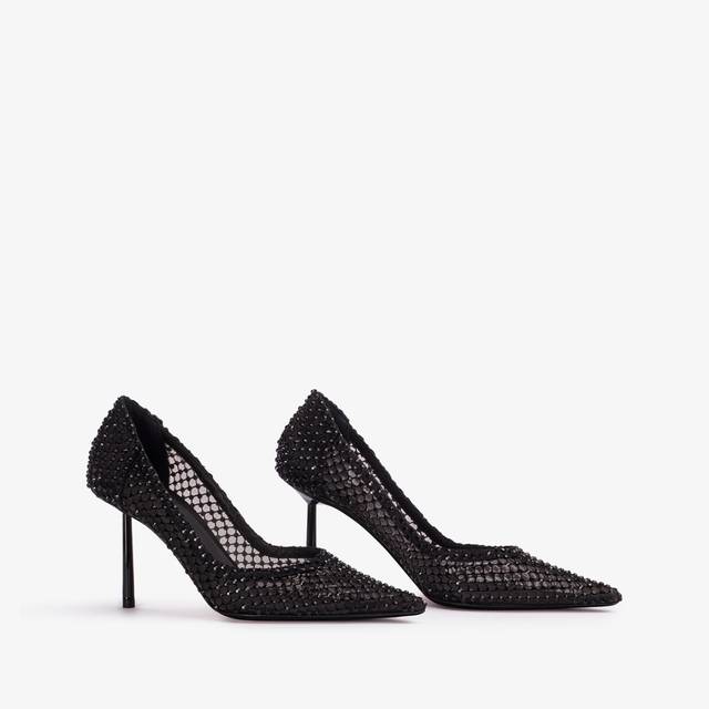 Le Silla Décolleté gioiello rete nera jet Italy