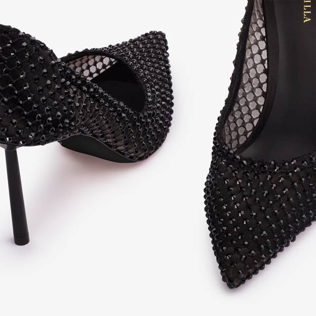 Le Silla Décolleté gioiello rete nera jet Italy