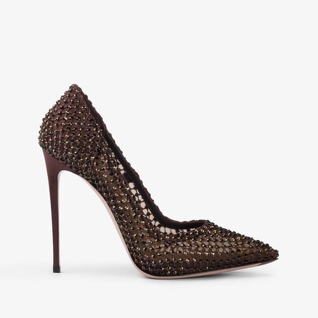 Le Silla Décolleté gioiello rete marrone fondente