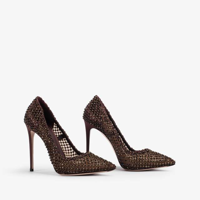 Le Silla Décolleté gioiello rete marrone fondente Vendita