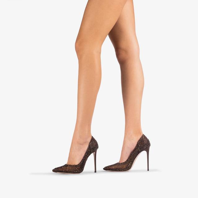 Le Silla Décolleté gioiello rete marrone fondente Vendita