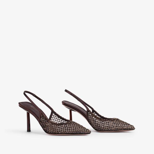 Le Silla Slingback gioiello rete marrone fondente Offerte stagionali