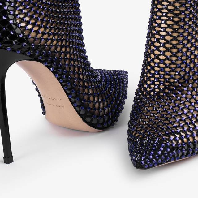 Le Silla Stivaletto calza blu midnight e Cristalli Spedizione Gratuita