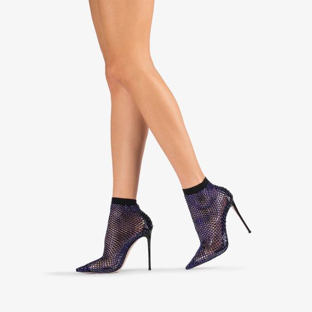 Le Silla Stivaletto calza blu midnight e Cristalli Spedizione Gratuita