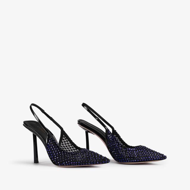 Le Silla Slingback gioiello rete blu midnight e Cristalli Pezzi Unici