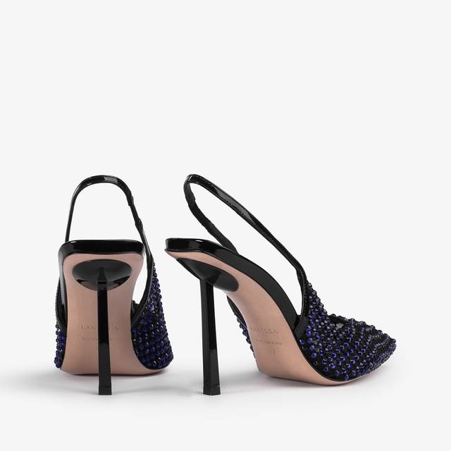Le Silla Slingback gioiello rete blu midnight e Cristalli Pezzi Unici