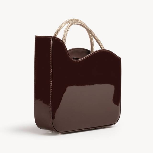 Le Silla Small bag vernice marrone fondente e Cristalli Fino Al -60%
