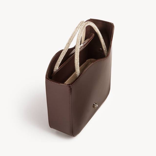 Le Silla Small bag vernice marrone fondente e Cristalli Fino Al -60%