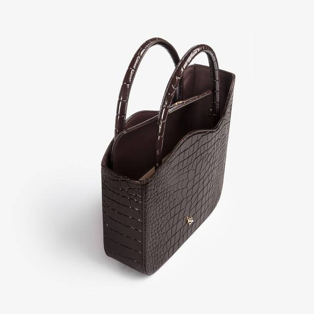 Le Silla Medium bag stampa coccodrillo marrone fondente Shopping Online
