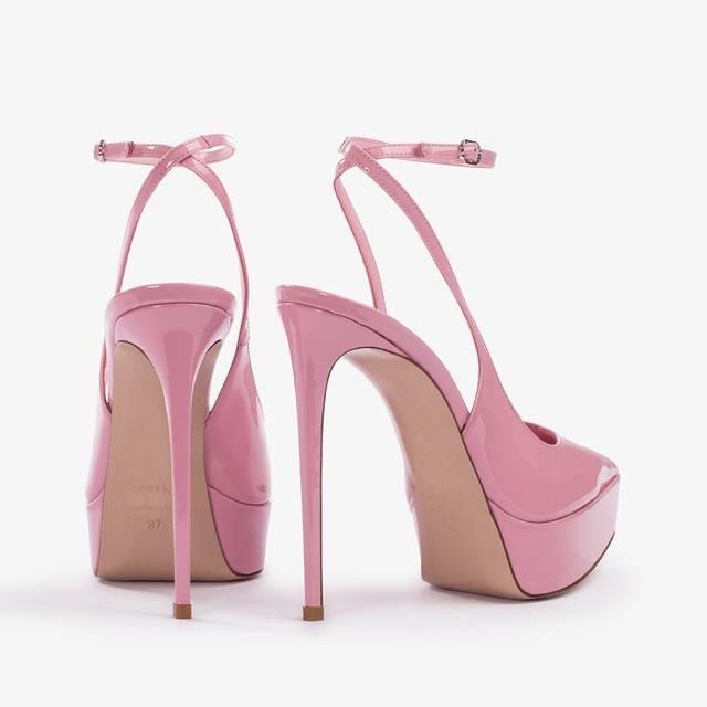 Le Silla Slingback con plateau vernice rosa dea Offerta