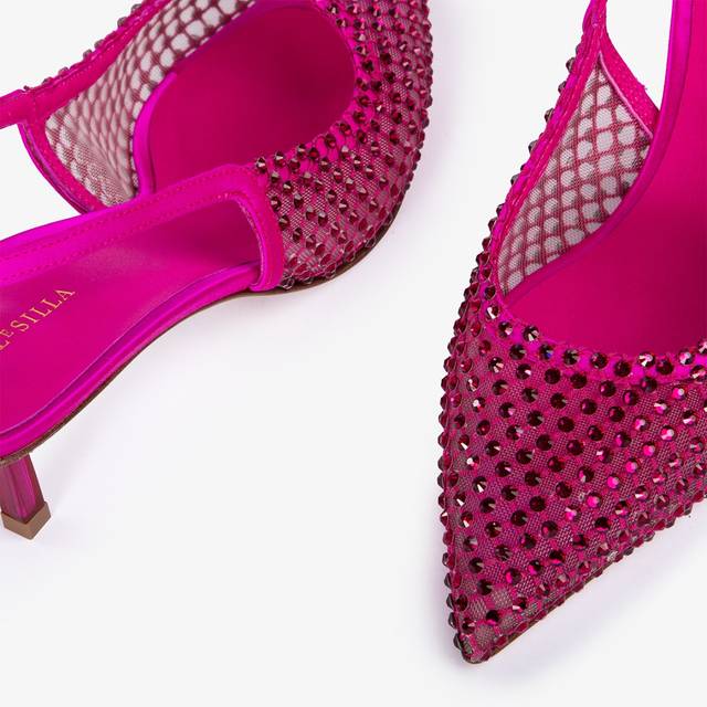 Le Silla Slingback gioiello rete fucsia bouganville Saldi