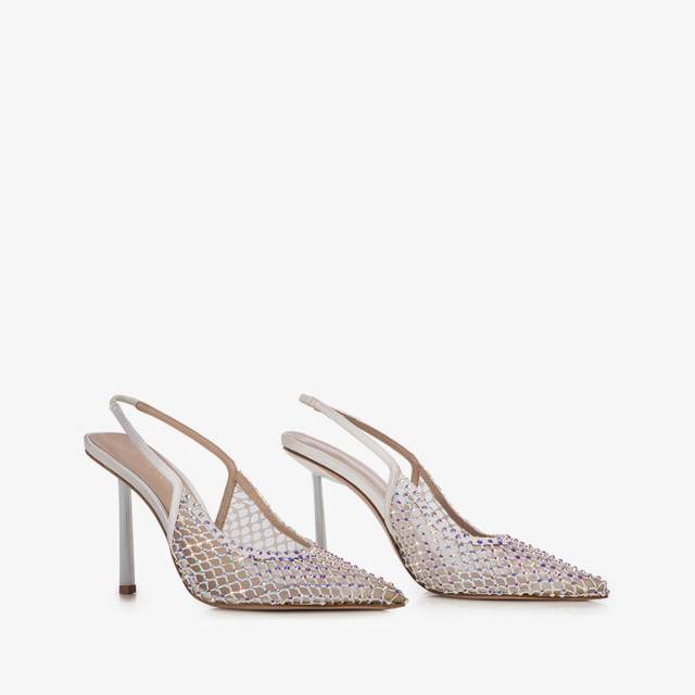 Le Silla Slingback gioiello rete bianca Saldi Di Fabbrica