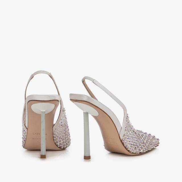Le Silla Slingback gioiello rete bianca Saldi Di Fabbrica