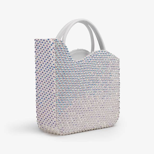 Le Silla Small bag raso bianca con Cristalli I Più Venduti