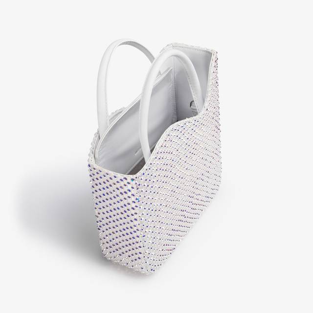 Le Silla Small bag raso bianca con Cristalli I Più Venduti