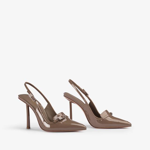 Le Silla Slingback mocassino vernice grigio sesamo Vendite Flash