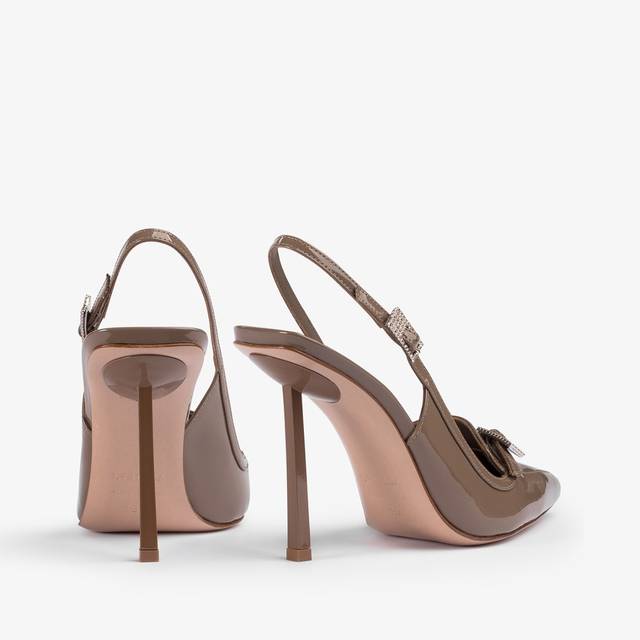 Le Silla Slingback mocassino vernice grigio sesamo Vendite Flash