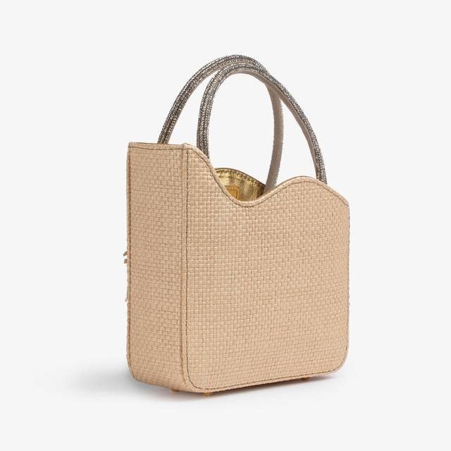Le Silla Mini bag rafia beige naturale e Cristalli 2025