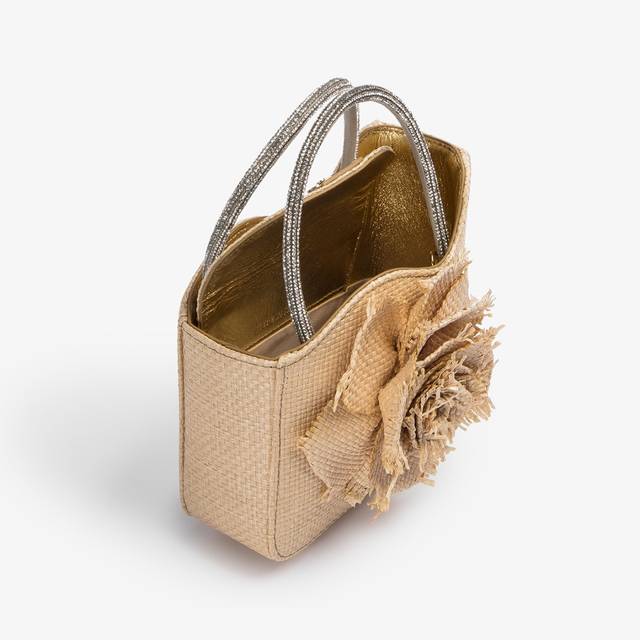 Le Silla Mini bag rafia beige naturale e Cristalli 2025