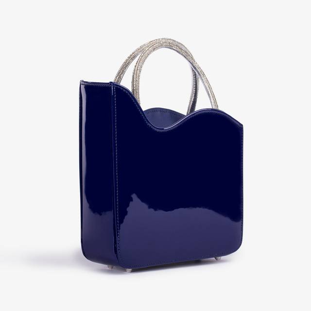 Le Silla Small bag vernice blu lazuli e Cristalli In Linea
