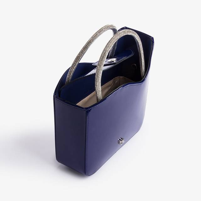 Le Silla Small bag vernice blu lazuli e Cristalli In Linea