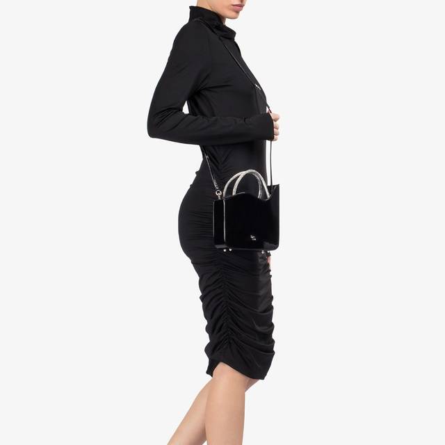 Le Silla Small bag vernice nera e Cristalli Qualità