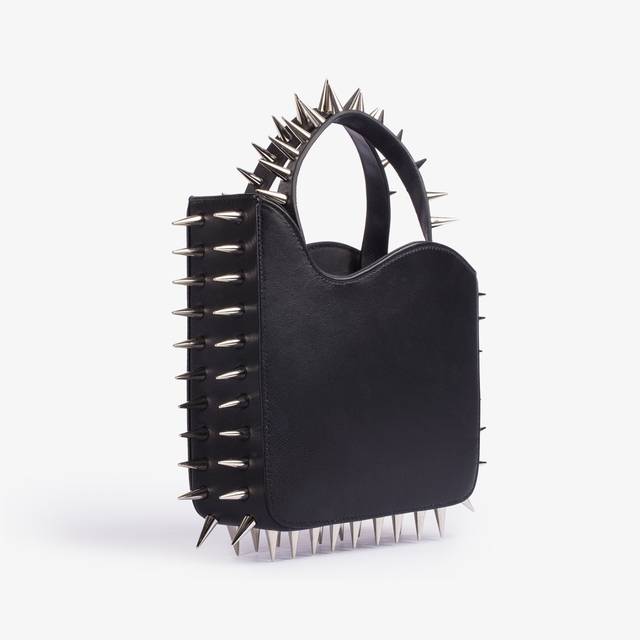 Le Silla Small bag pelle nera con borchie argento Vendita