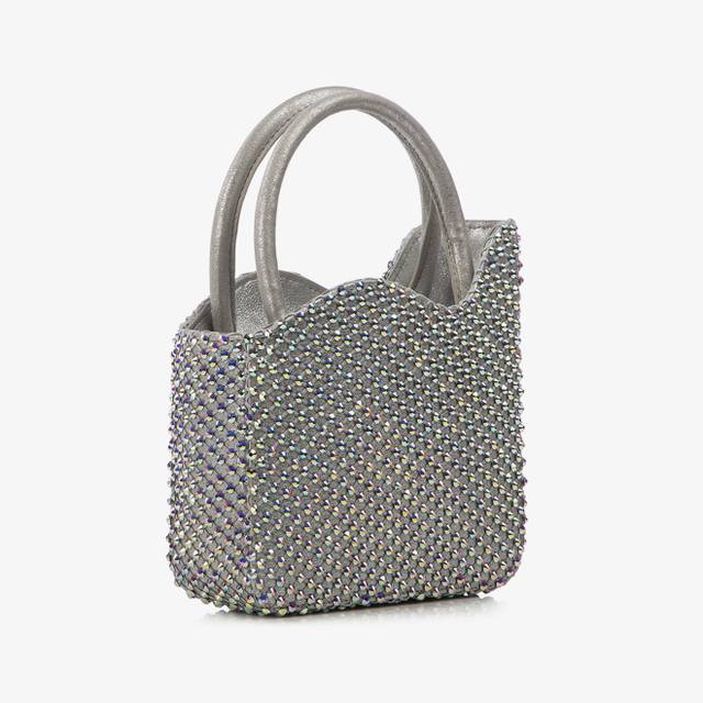 Le Silla Mini bag nappa argento eclissi e Cristalli Pezzi Unici