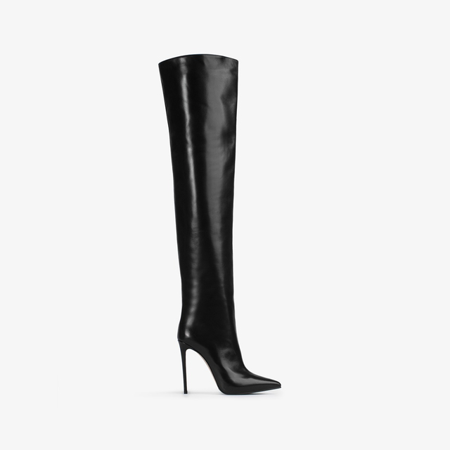 Le Silla Stivale sopra il ginocchio oversize nappa nero