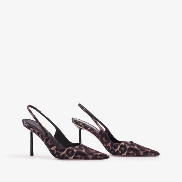 Le Silla Slingback raso stampa leopardata Economico