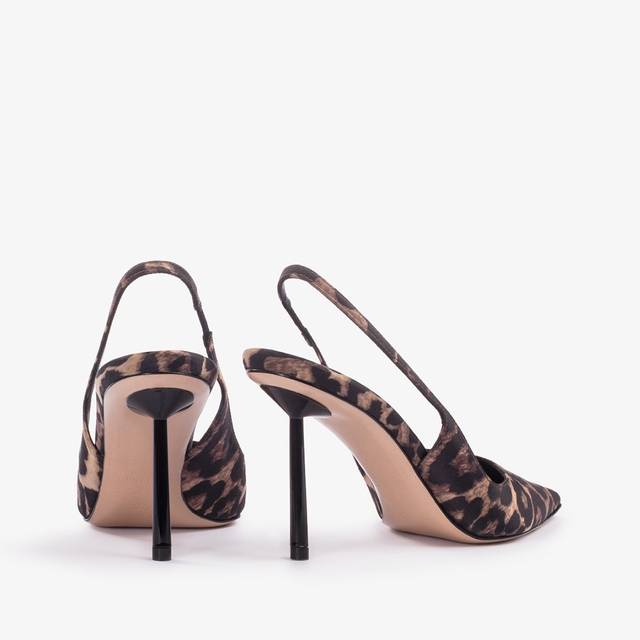 Le Silla Slingback raso stampa leopardata Economico