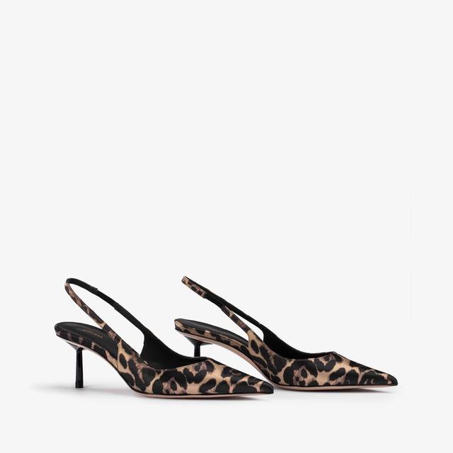 Le Silla Slingback raso stampa leopardata Online