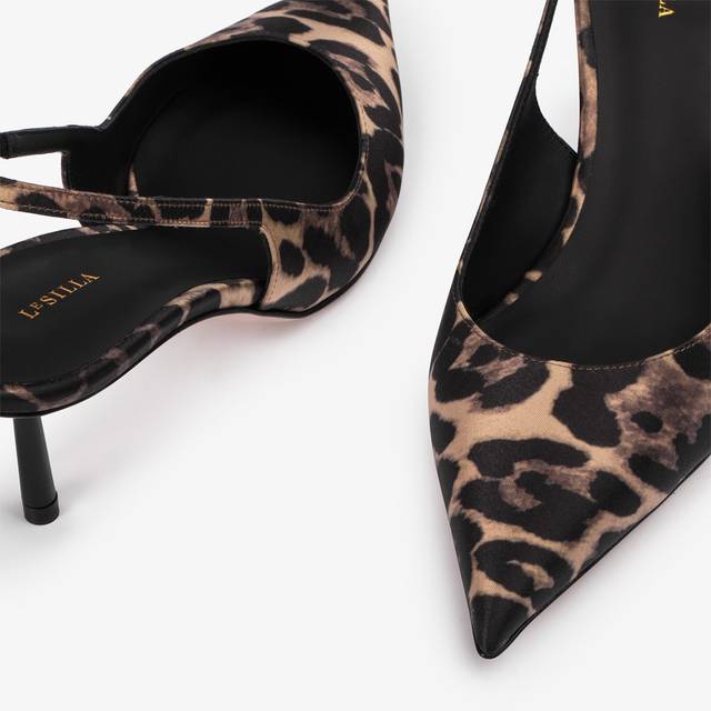 Le Silla Slingback raso stampa leopardata Online