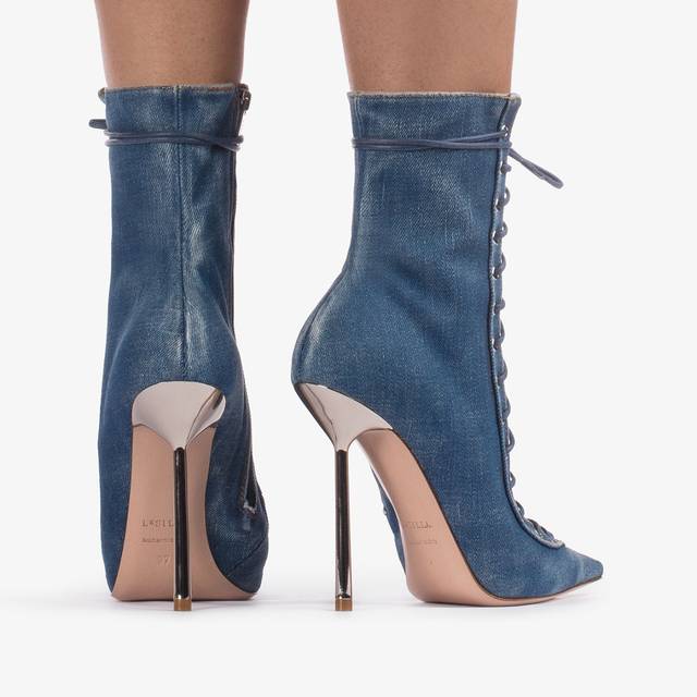 Le Silla Stivaletto con stringhe denim blu Vendita Economica