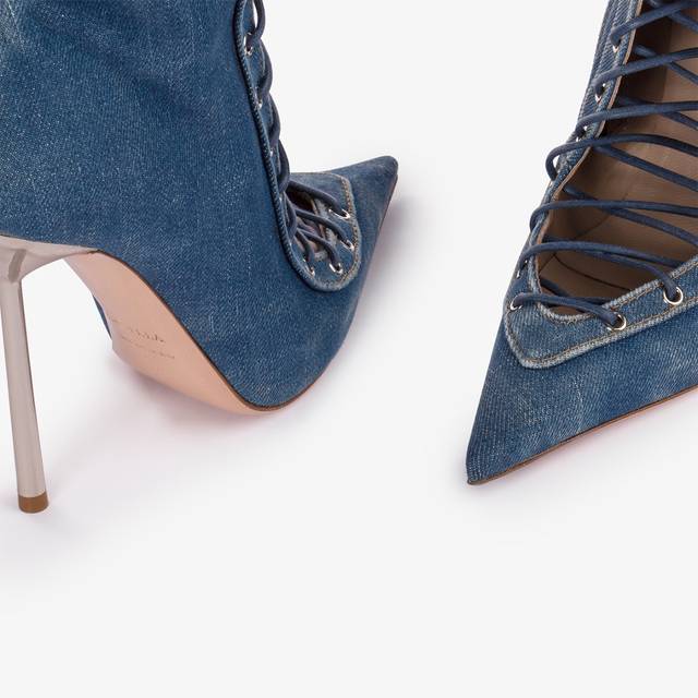 Le Silla Stivaletto con stringhe denim blu Vendita Economica