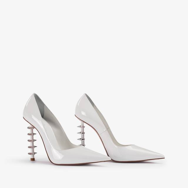 Le Silla Décolleté vernice bianca con borchie Negozio