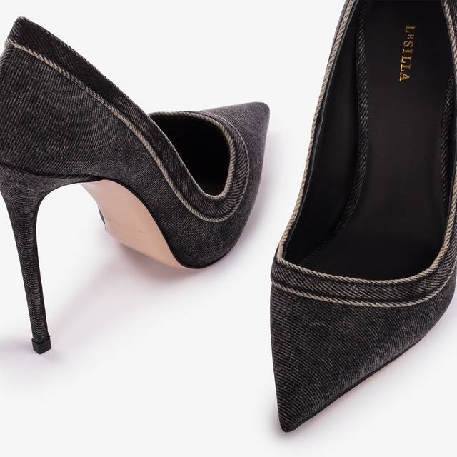Le Silla Décolleté denim nera In Saldo