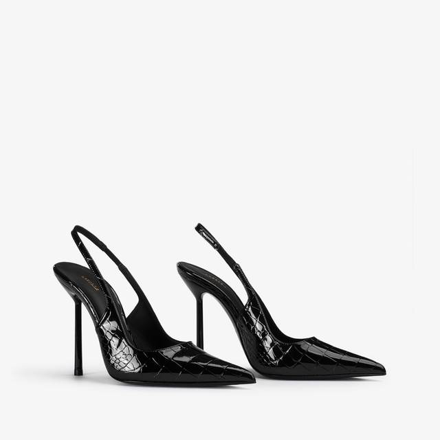Le Silla Slingback stampa coccodrillo nera Pezzi Unici