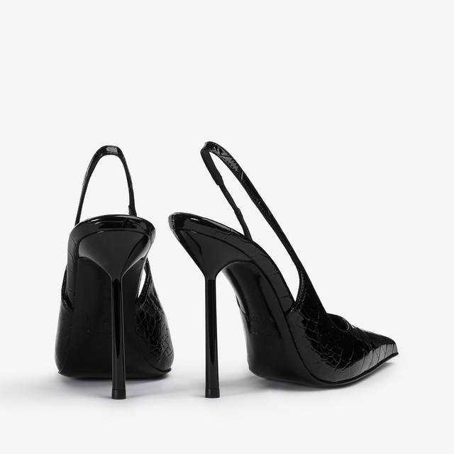 Le Silla Slingback stampa coccodrillo nera Pezzi Unici