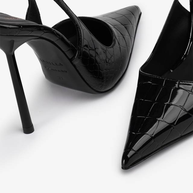 Le Silla Slingback stampa coccodrillo nera Pezzi Unici