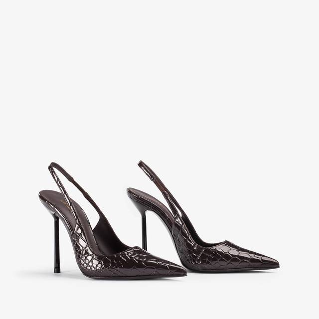 Le Silla Slingback stampa coccodrillo marrone fondente Soddisfazione Garantita