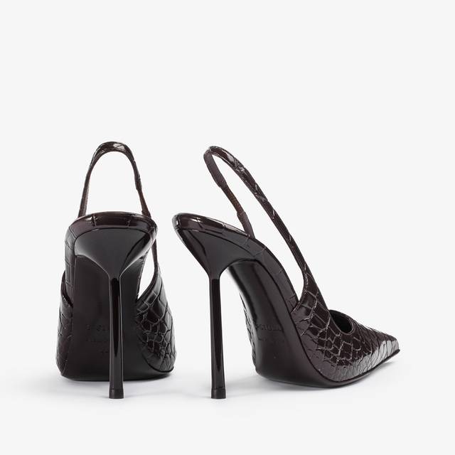 Le Silla Slingback stampa coccodrillo marrone fondente Soddisfazione Garantita